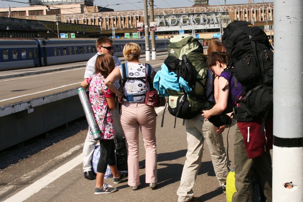Moskau,Russland,Bahnhof,Rucksäcke